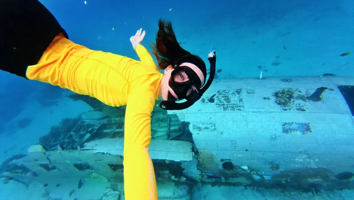 Snorkelling at the Enenamit Island Plane Wreck in Majuro, Marshall Islands