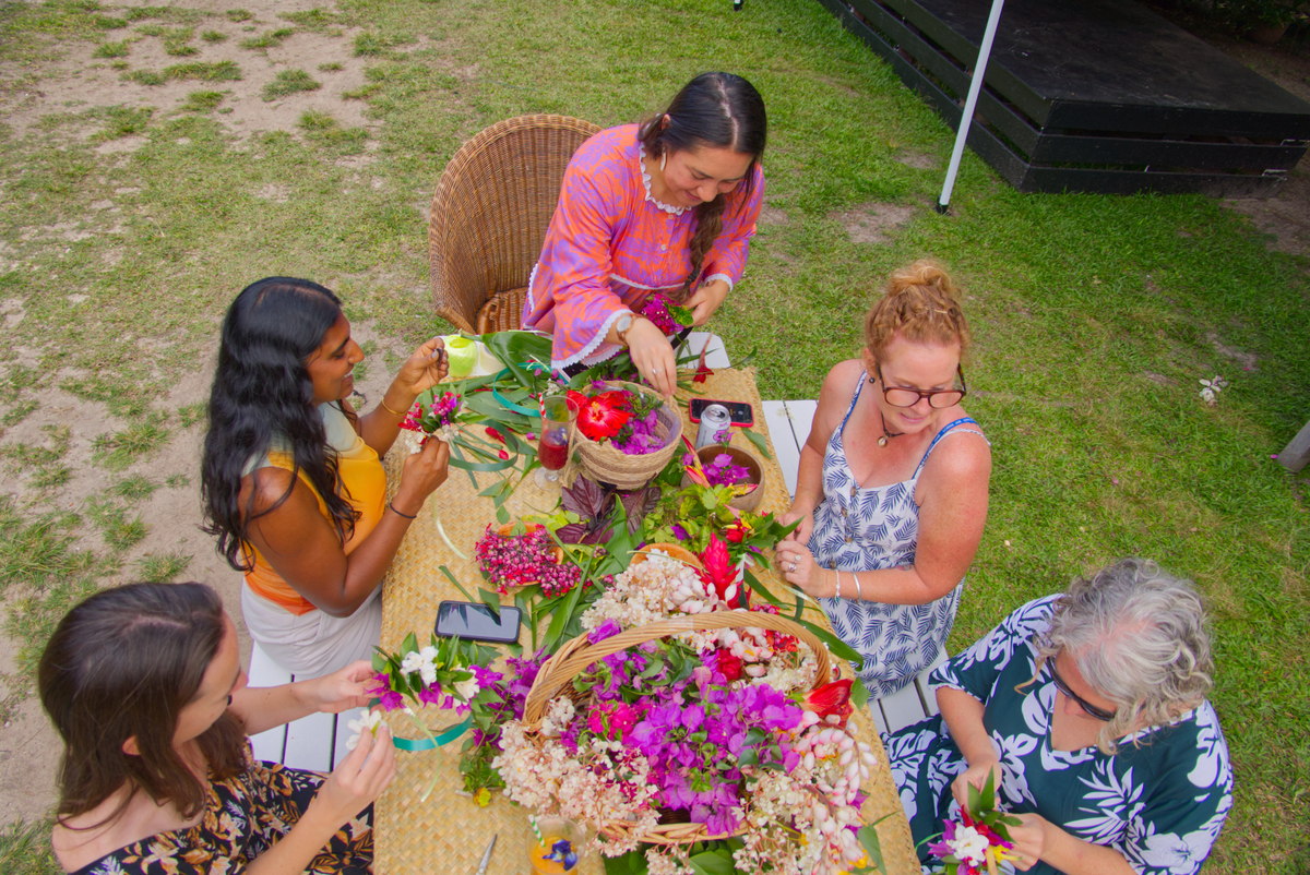 Prosecco & Petals: Cook Islands Ei-Making Class offered by Coco Brush